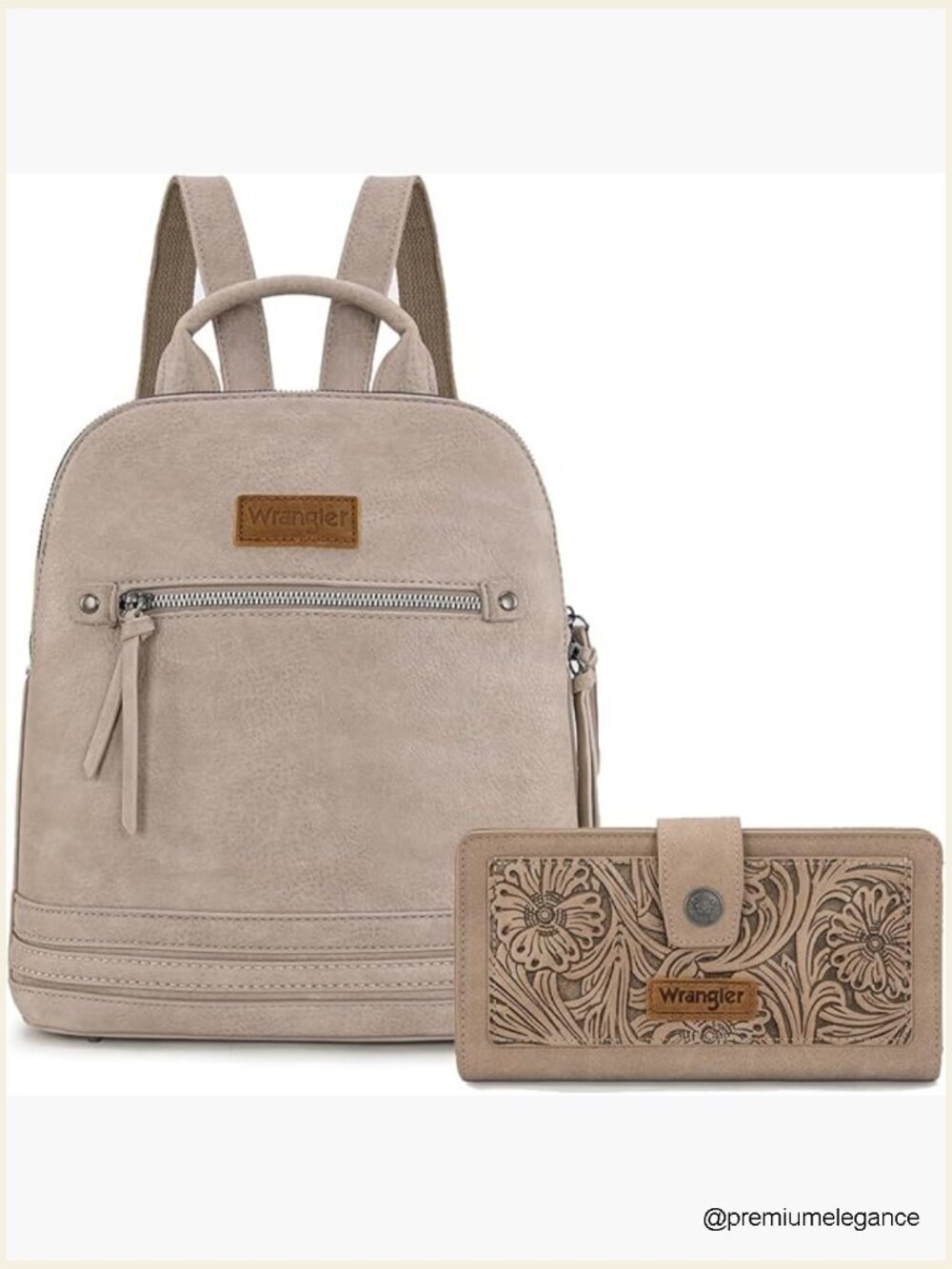 Montana West Wrangler Western Tooling Flower Backpack Purse Wallet Set